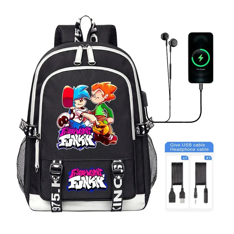 vendredi soir funkin enfants sac à dos haute qualité usb garçon fille sac d'école grande capacité hommes étudiants ordinateur portable sac à bandoulière