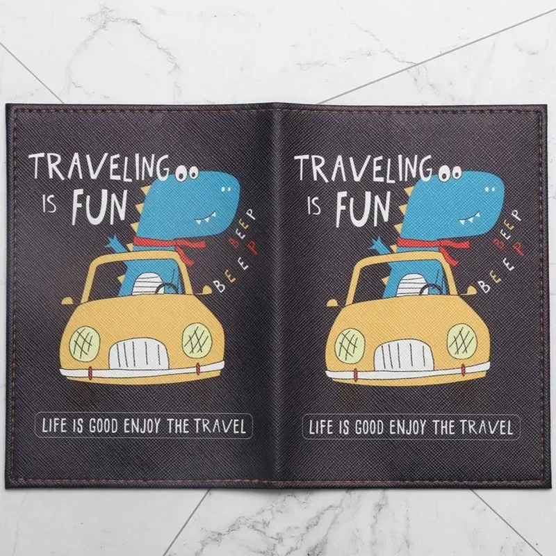 Couverture de passeport en cuir de dessin animé mignon, 1 pièce, pour hommes, femmes et enfants, porte-passeport de voyage, porte-carte d'identité, portefeuille, accessoires d'embarquement portables