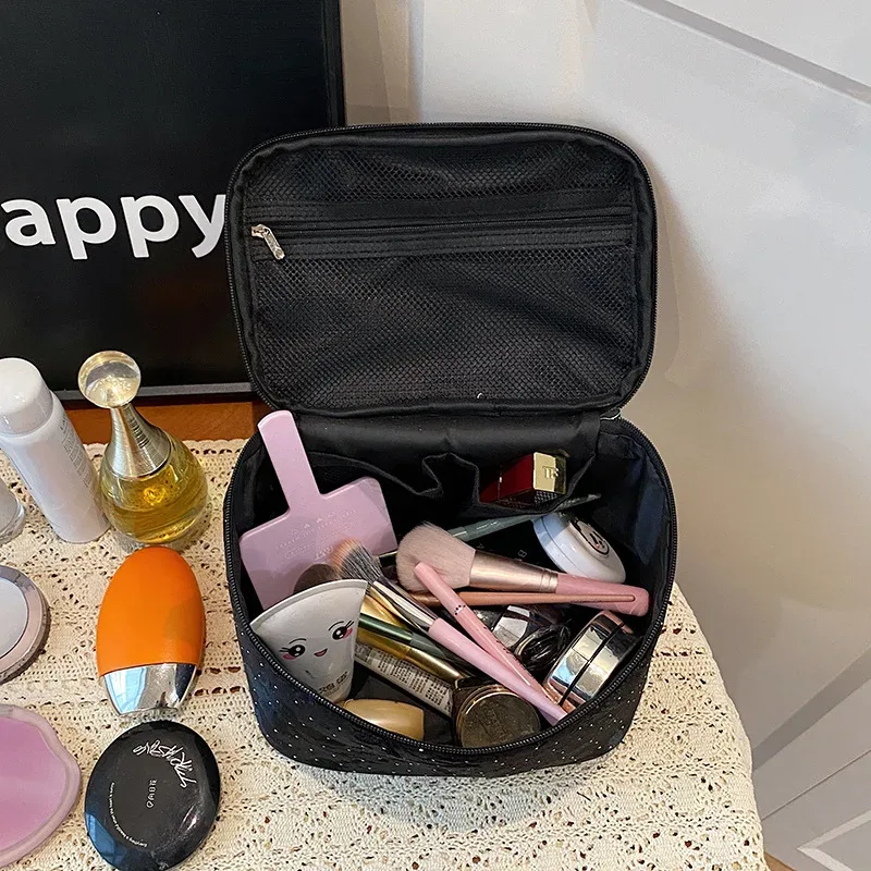 nouvelle mode trousse de maquillage pour femmes portable mignon cosmétique toilette pochette de rangement sac à main grande capacité fermeture éclair trousse de maquillage femme