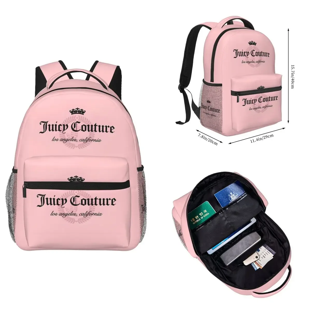 sac à dos juicy-c-couture pour hommes et femmes, sac à dos tendance pour étudiants et professionnels, sac à bandoulière pour collège, 16 pouces