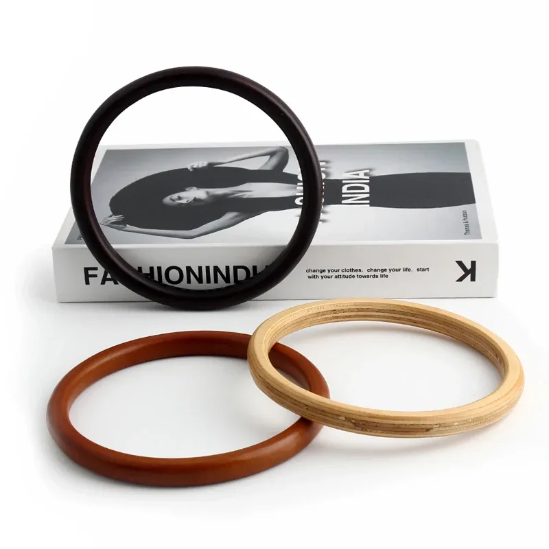 sac à bandoulière en bois en forme de o, poignée ronde plate de 11.5cm, 2 pièces, sac tissé, cadre de portefeuille, bricolage, accessoires artisanaux de couture