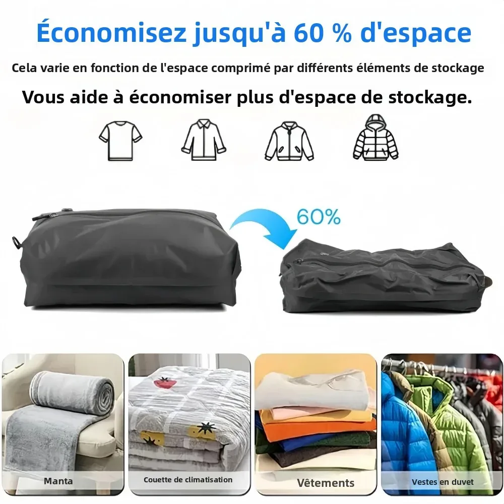 sacs de compression pour accessoires de voyage, sacs de rangement sous vide pour vêtements, sacs réutilisables pour valises, sacs d'emballage pour vêtements, économiseurs d'espace
