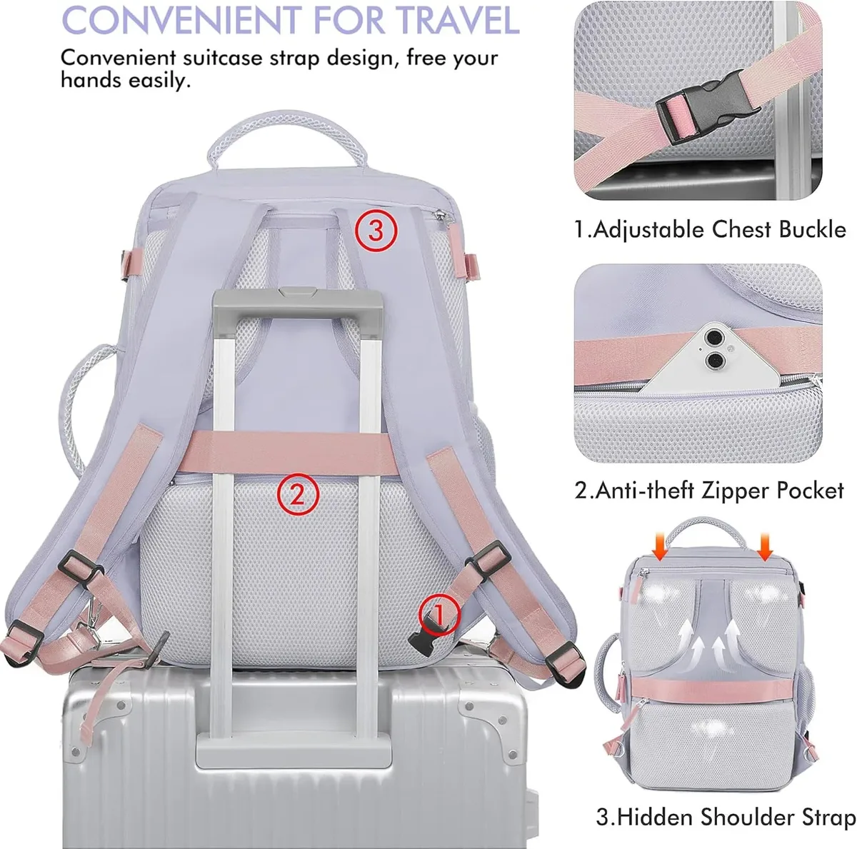 sac à dos pour ordinateur portable de 15 pouces, sac à dos de voyage, adapté aux hommes et aux femmes, sac à dos de grande capacité, sac à main pour effets personnels