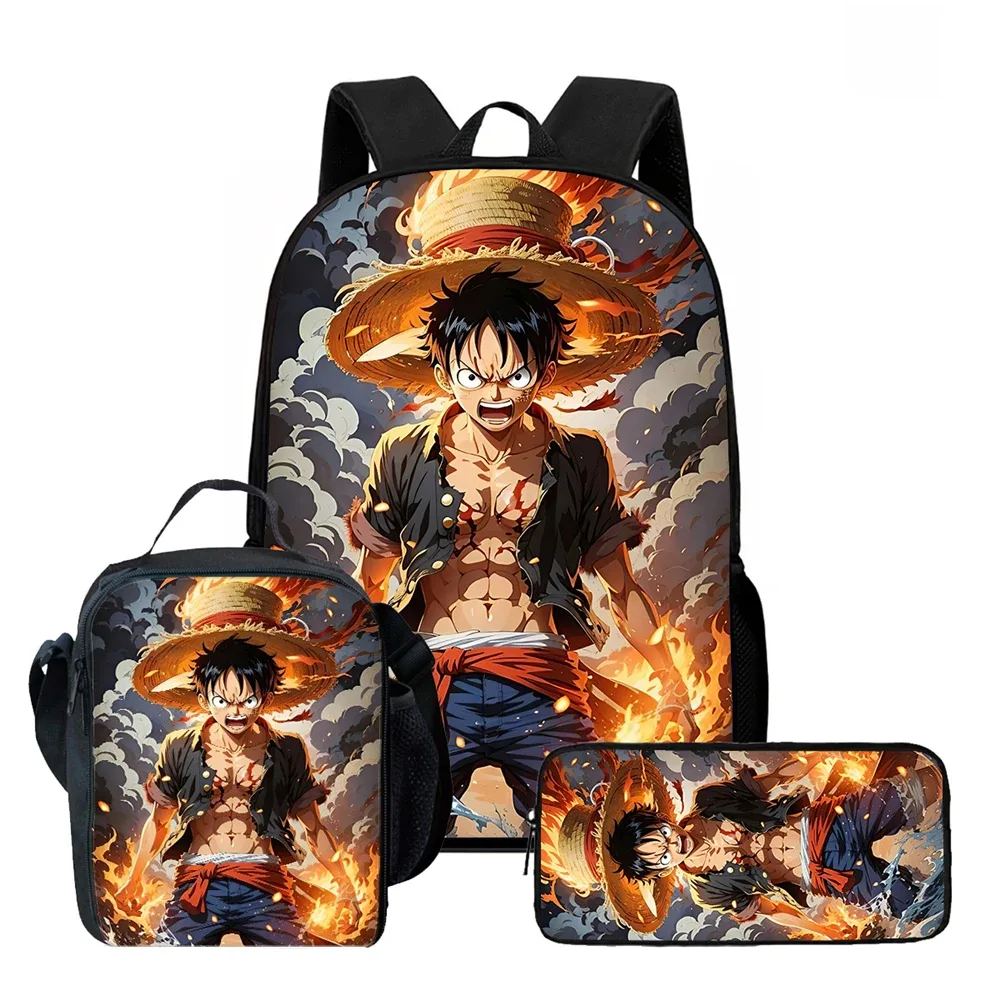 sac à dos scolaire léger et réglable 3-en-1 one piece avec sac à lunch et trousse à crayons pour enfants de 6 à 10 ans, école primaire