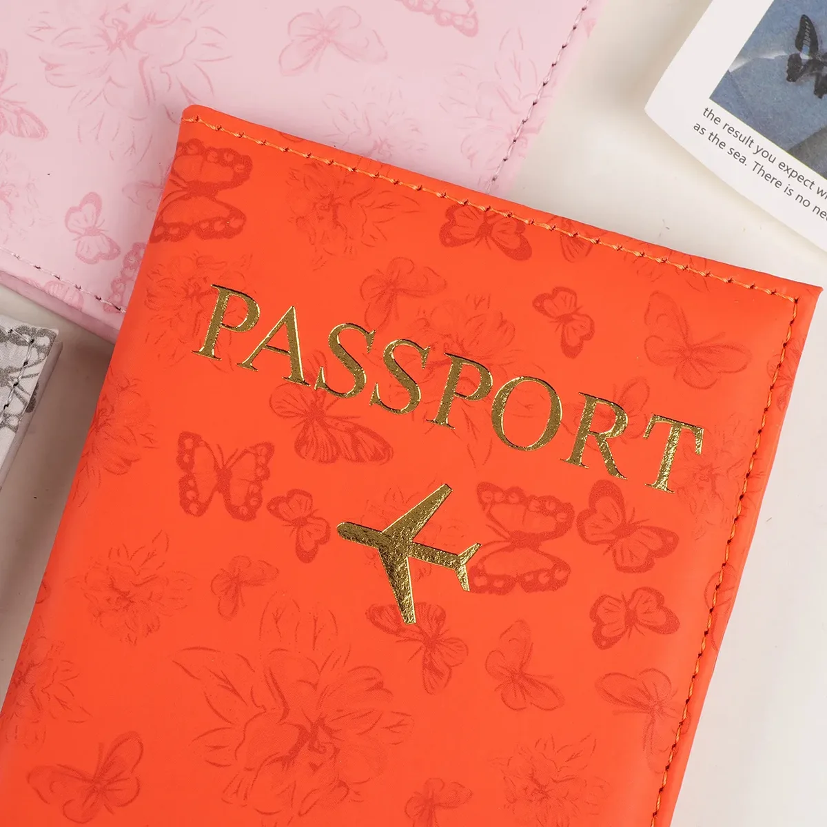 porte-passeport en cuir pu, motif papillon élégant, accessoires de voyage, 1 pièce, étui de protection