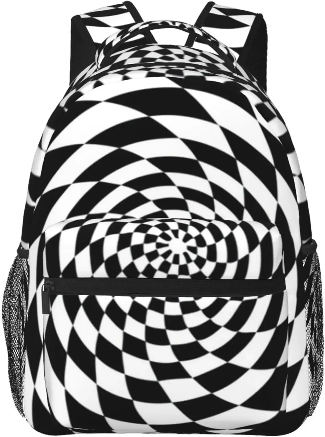 sac à dos à carreaux noir et blanc pour hommes et femmes, sacs à livres mignons, sac pour ordinateur portable, sacs initiés, voyage, randonnée, camping, sac à dos de jour