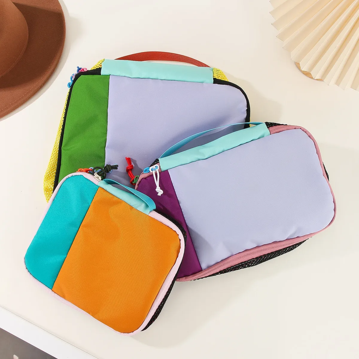 sacs de rangement dopamine printemps-été, 3 pièces (grands, moyens et petits formats) pour les trajets quotidiens et les voyages d'affaires, trousse de toilette