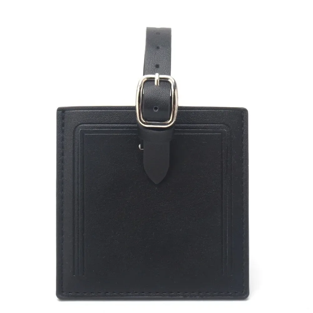 étiquettes de bagages carrées en cuir, étiquettes de voyage portables universelles avec signature, étiquette d'adresse pour bagages en papier pour hommes et femmes