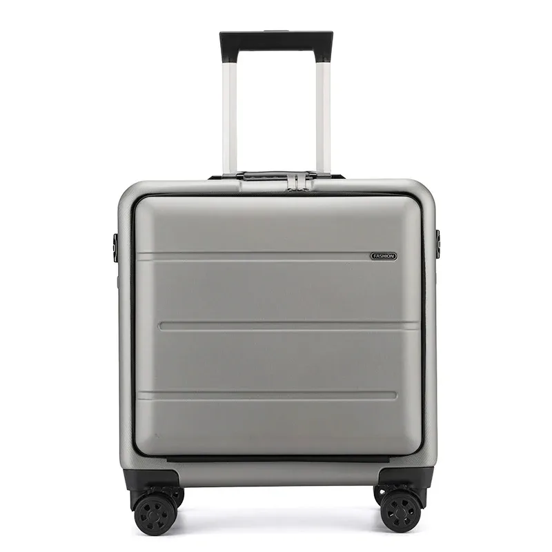 bagage à main avec cadre en aluminium, bagage à roulettes d'affaires, fermeture éclair, ouverture avant, sac à roulettes léger, 18 po