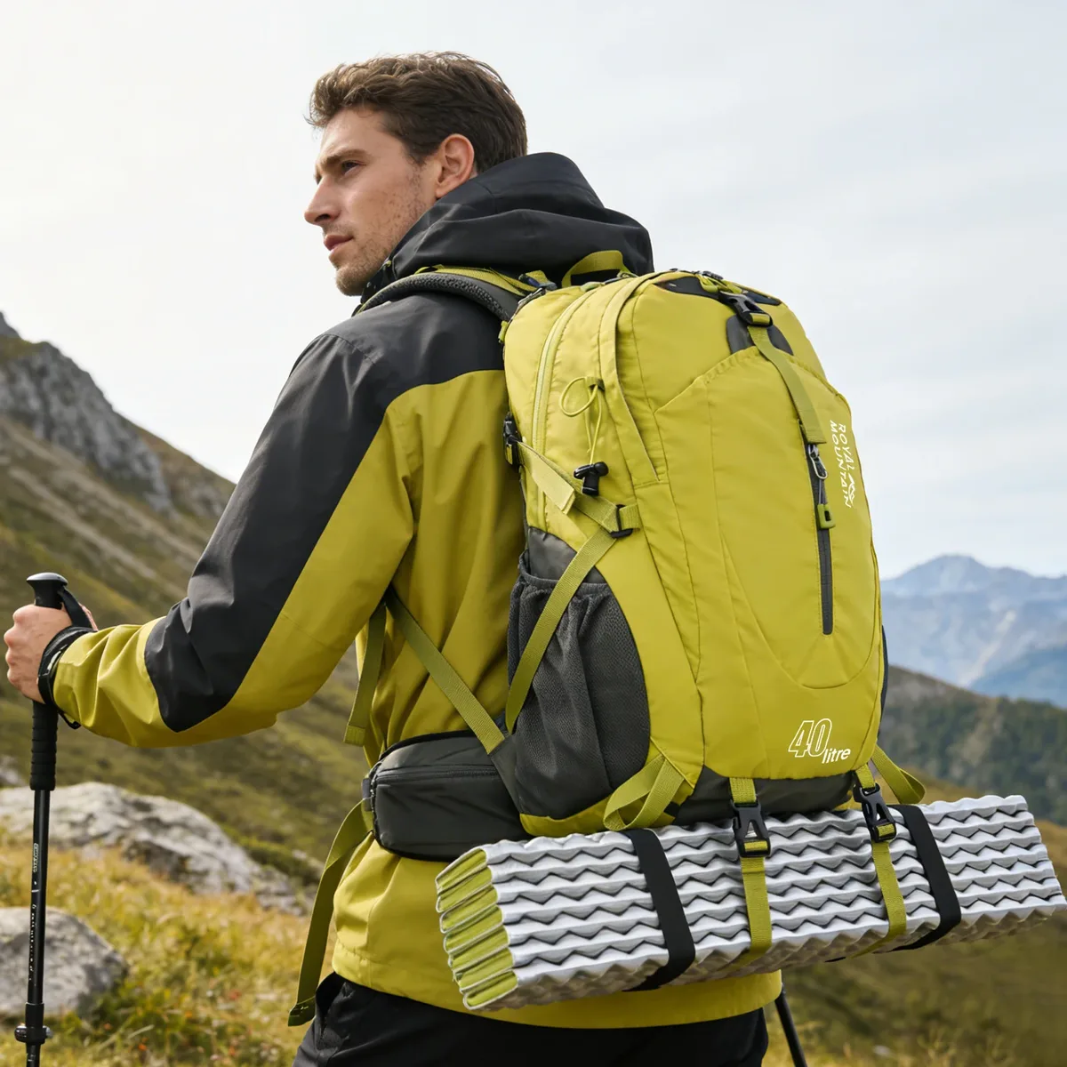 sac à dos de randonnée en plein air 40l, léger, respirant, fonctionnel, poche avant ouverte, sac en nylon résistant à l'eau