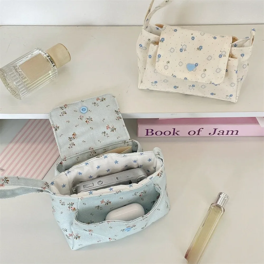 sac de toilette en toile multi-poches pour femmes, sacs de rangement de voyage, sacs à maquillage mignons à fleurs, organisateur de cosmétiques multi-couches
