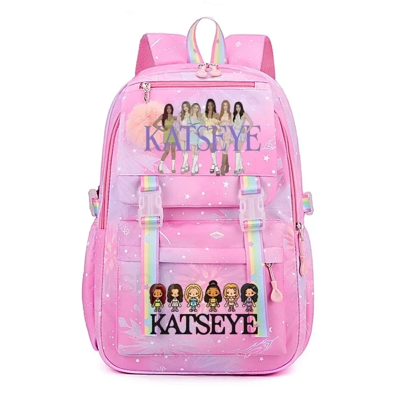 sacs d'école pour filles, sac à dos kpop katseye, sacs d'école décontractés à la mode pour adolescents, sac à dos léger pour étudiantes, sac à dos de voyage pour femmes