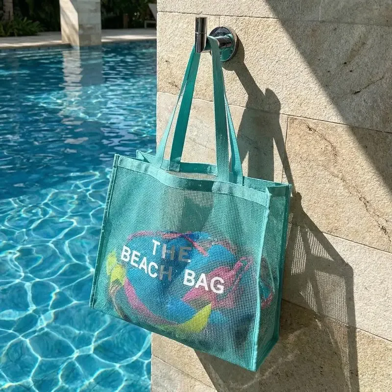 sac fourre-tout en maille pour femmes, grand sac de shopping réutilisable, durable, pour la piscine, le fitness et les voyages
