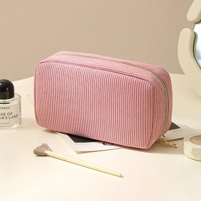 sac à cosmétiques de voyage en velours côtelé, sac de rangement de maquillage portable, sacs à main pour femmes, organisateur de maquillage à fermeture éclair, sac de rangement de voyage et sac de maquillage