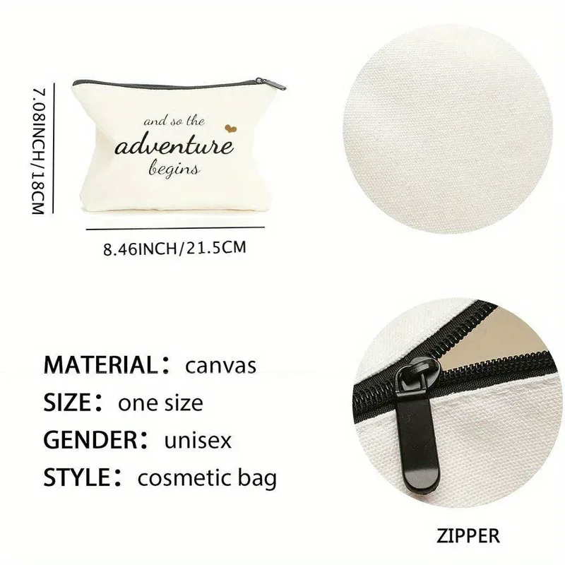 trousse de toilette de voyage en toile à la mode avec fermeture éclair, sac de rangement pour cosmétiques léger et portable