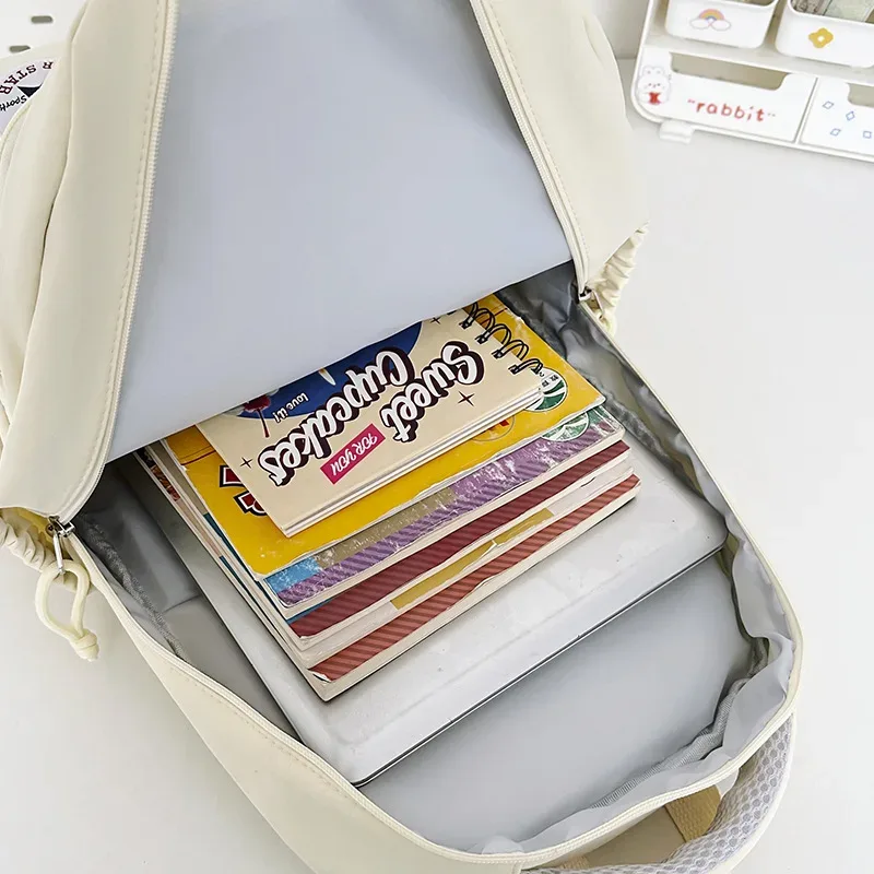 sac à dos décontracté de style universitaire, couleur bonbon, grande capacité, en nylon imperméable, pour l'école, les voyages et les ordinateurs