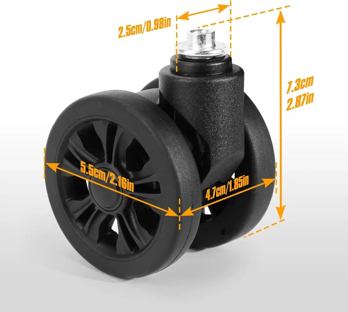 2 pièces roues de remplacement de bagages avec freins 55mm roues de remplacement de valise résistantes à l'usure avec roulements roues de remplacement
