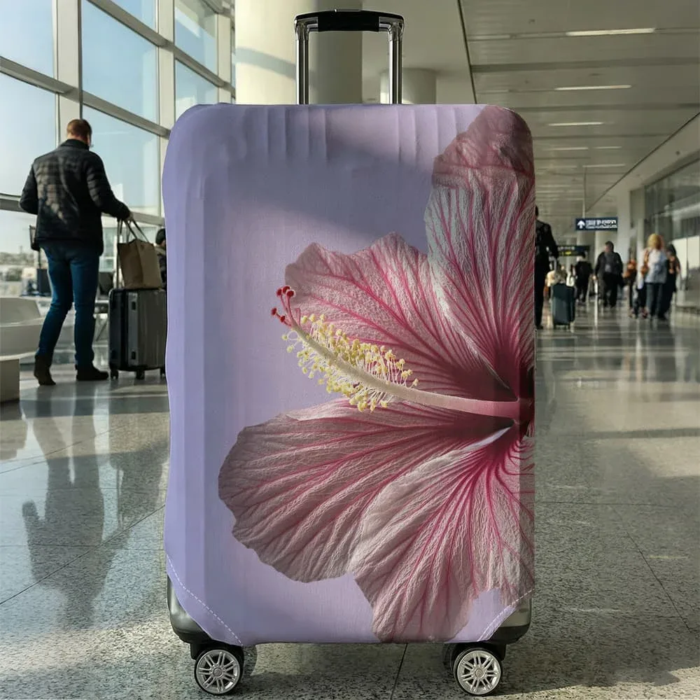 housse de bagage à imprimé fleur d'hibiscus, adaptée aux bagages de 18 à 32 pouces, manchon pour poignée de bagage, accessoires de voyage