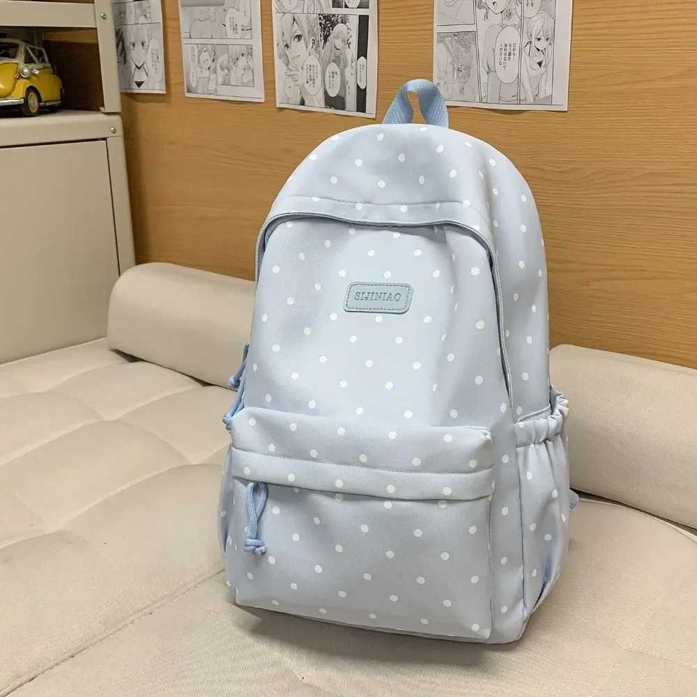 sac à dos quotidien à double bandoulière à pois, grande capacité, mignon, imperméable, durable, pour l'école et le bureau