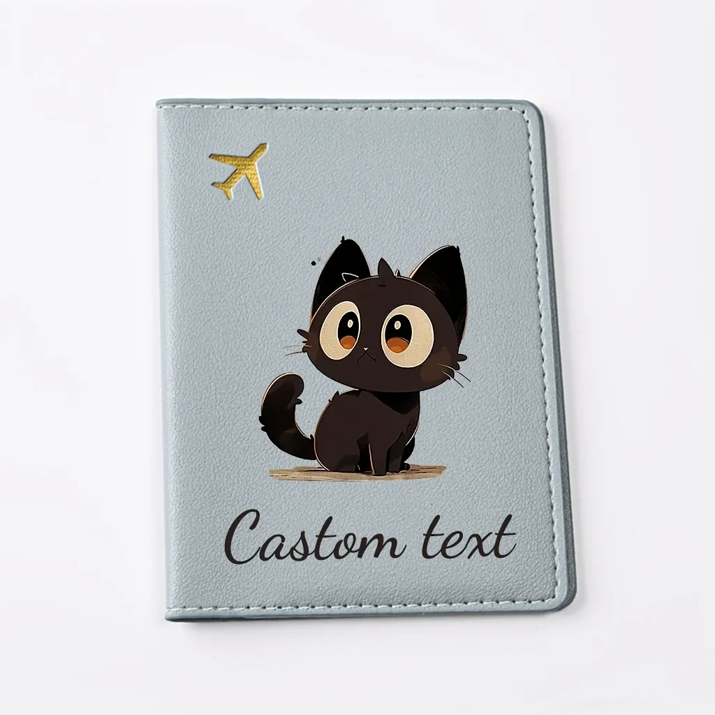 porte-passeport personnalisé pour chaton, compatible avec les passeports - étui pour documents de voyage avec nom/texte, motif chaton mignon, couverture de passeport