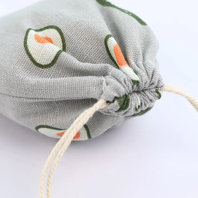 pochette en tissu de coton et de lin, sac à cordon, imprimé de fruits mignons, sac de rangement de chaussures en tissu de voyage pour enfants, étui de maquillage, sac cadeau de noël