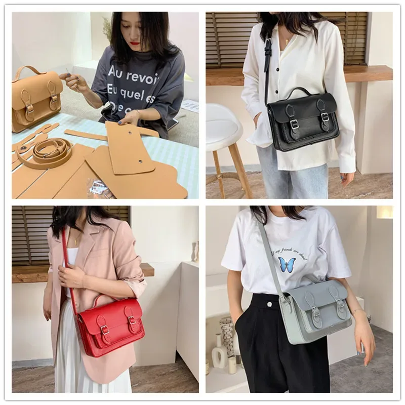 kit de fabrication de sacs à main, sacoche cambridge, sac à bandoulière cousu à la main, matériau en cuir pu, ensemble fait maison