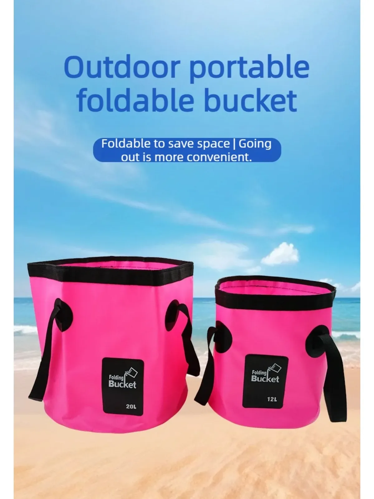 seau pliable portable, sac de rangement en toile, seau à eau pour camping et pêche en extérieur, seau de stockage d'eau pour lavage de voiture