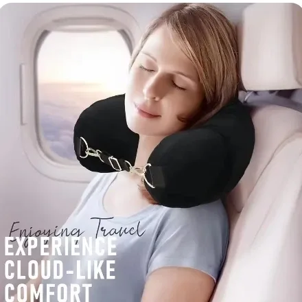 oreiller de voyage avec pochette de rangement, support de cou réglable en polyester, confortable et léger