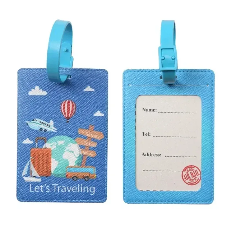 porte-adresse d'identification de valise en pu, étiquette d'embarquement de bagages, étiquette portable créative de voyage, accessoires de voyage de haute qualité, étiquette de bagage