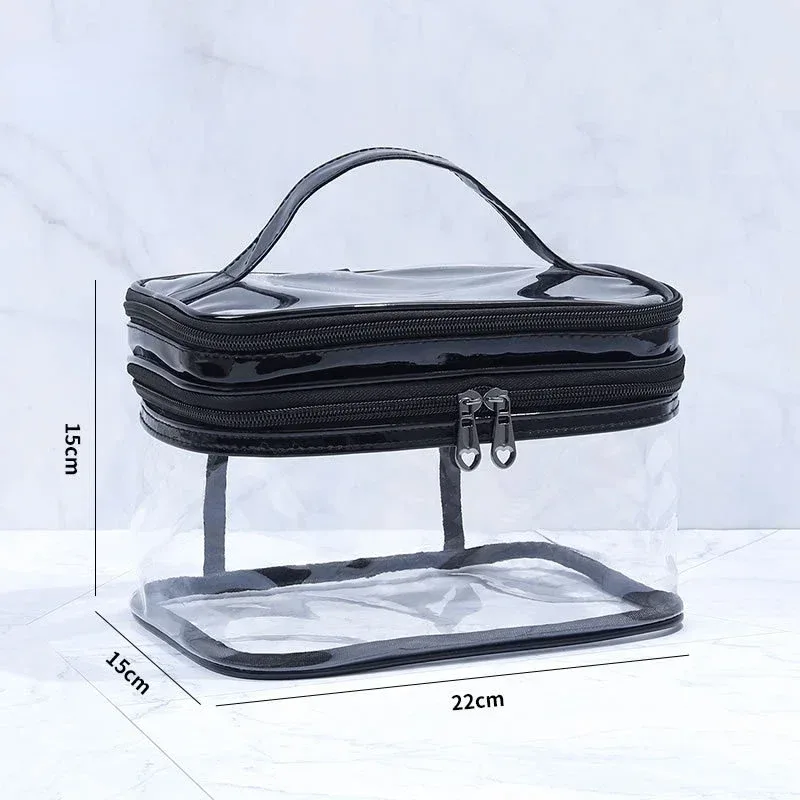 trousse de toilette transparente femme grande capacité, sac de voyage portable et imperméable pour filles, sac de rangement