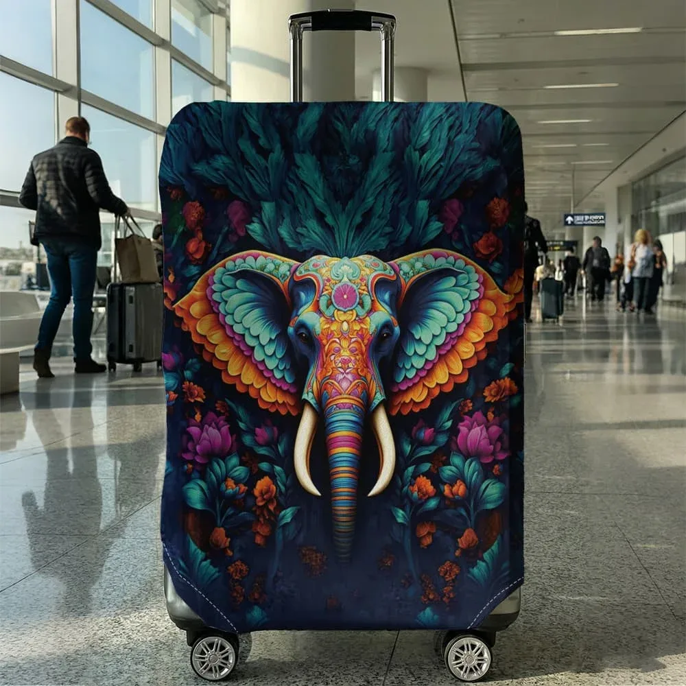 housse de bagage colorée à imprimé éléphant, adaptée aux bagages de 18 à 32 pouces, manchon pour poignée de bagage, accessoires de voyage