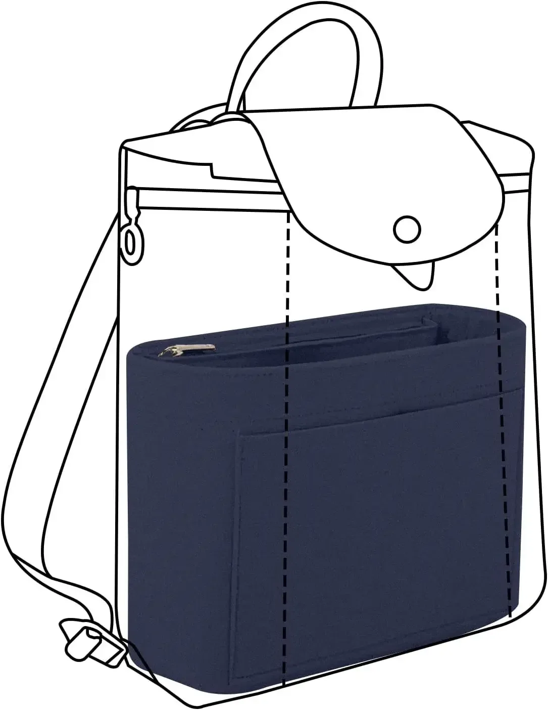 insert organisateur de sac à main y2k pour sacs à main, séparateurs d'insertion de sac en feutre avec multi-poches, sac à dos adapté au long champ le p.liage