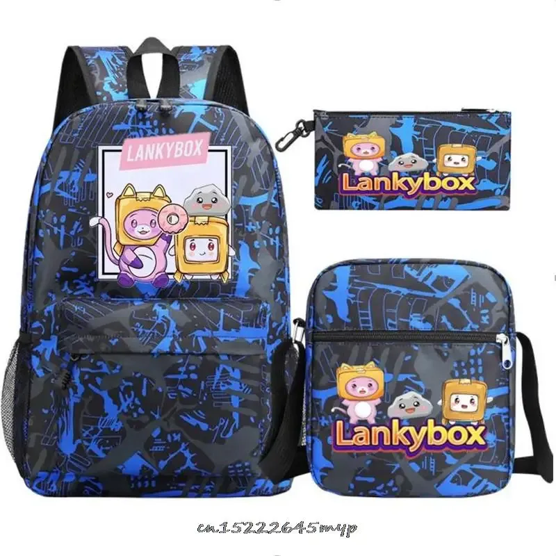 ensemble de sac à dos anime lankybox pour enfants, sacs d'école pour garçons et filles, sac à dos de voyage pour hommes et femmes, sac à dos pour adolescents, cadeau mochila, 3 pièces