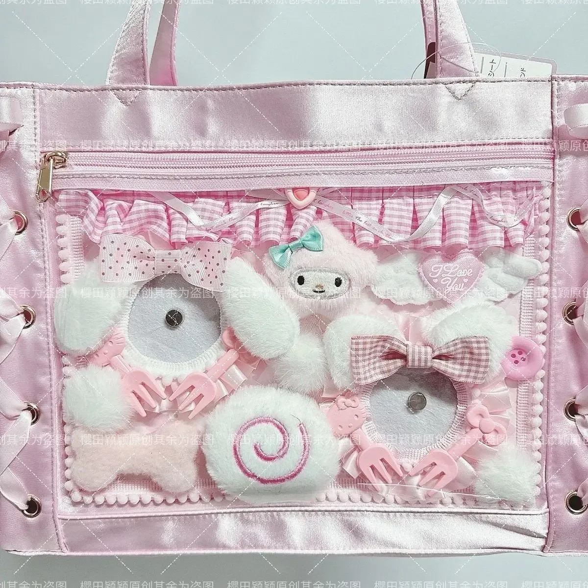 planche ita finition rose, style peluche mignon, sac ita, organisateur de badges, planche d'organisation de badges, accessoires itabag