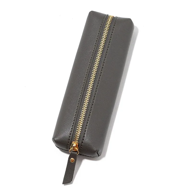 pochette à stylos personnalisée en cuir pu tendance, vente en gros, trousse à crayons zippée pour étudiants, sac de rangement professionnel diy, cadeau de papeterie en dropshipping