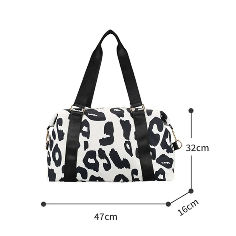 sac de voyage imprimé léopard pour femme, sac de week-end avec manche pour bagage, résistant à l'eau, sac de transport pour la nuit avec plusieurs poches