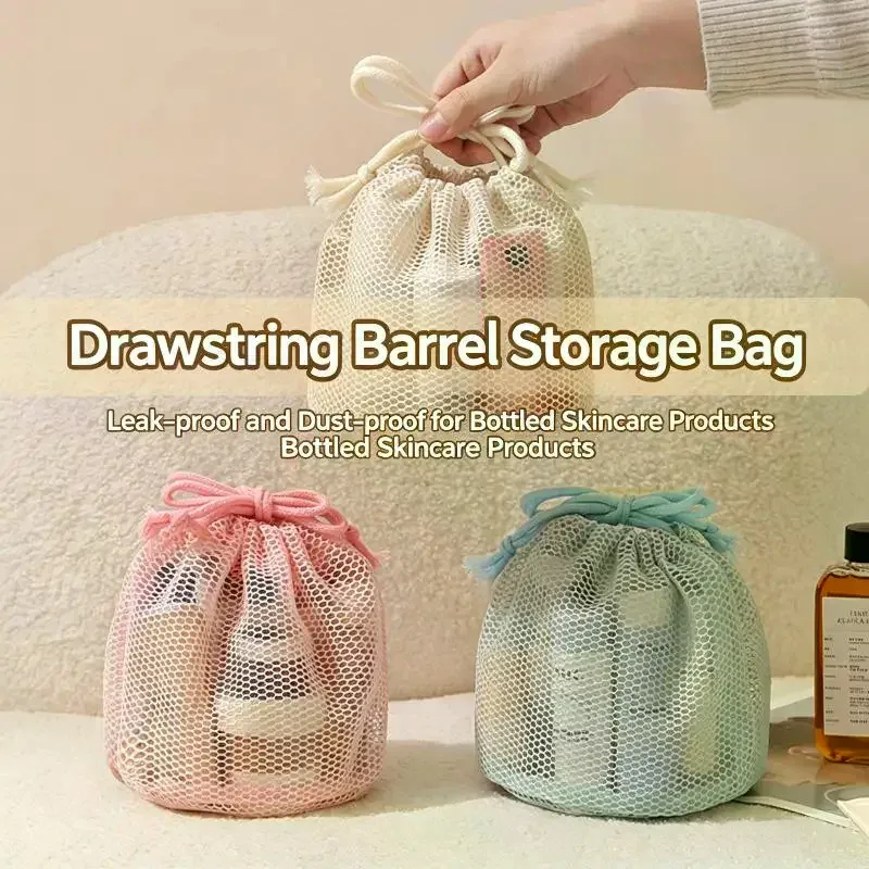 trousse de toilette de voyage - sac de rangement respirant en tissu maillé de grande capacité pour articles di