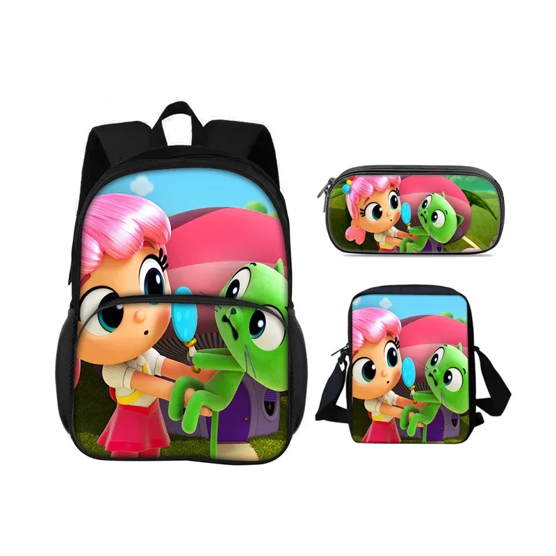 sac à dos true and the rainbow kingdom avec patch rond, trousse à crayons, sac à bandoulière, ensemble de 3 pièces, imprimé dessin animé, sac à dos pour élèves de maternelle