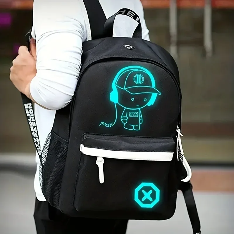 Sac à dos étanche pour ordinateur portable Shoous, sac à dos USB pour ordinateur portable, sacs d'école pour étudiants, sacs à dos d'extérieur pour procureur, musique décontractée, garçon