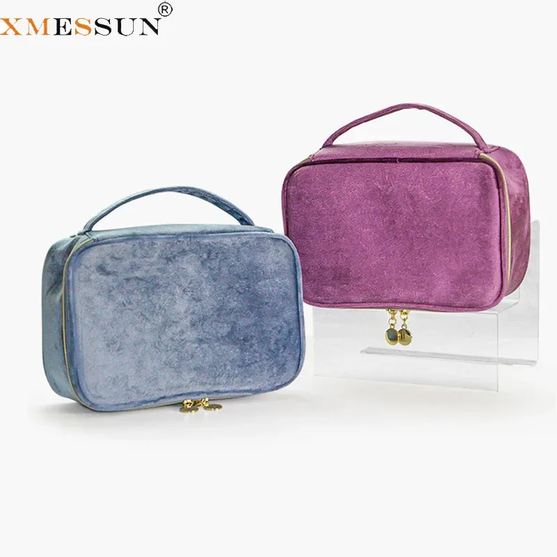 XMESSUN nouveau sac cosmétique de voyage en flanelle à la mode pour les femmes, sac de maquillage à main de grande capacité décontracté de créateur de mode A327