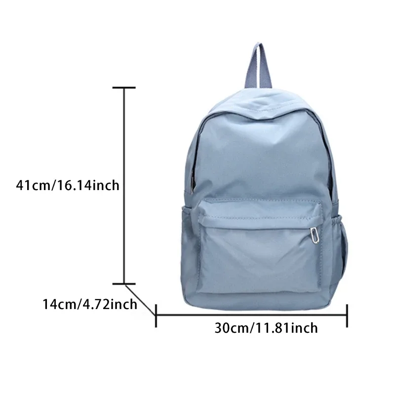 sac à dos d'école imperméable de grande capacité pour femmes, fermeture éclair lisse, couleur unie, sac à dos décontracté pour adolescentes, sac à dos pour étudiantes
