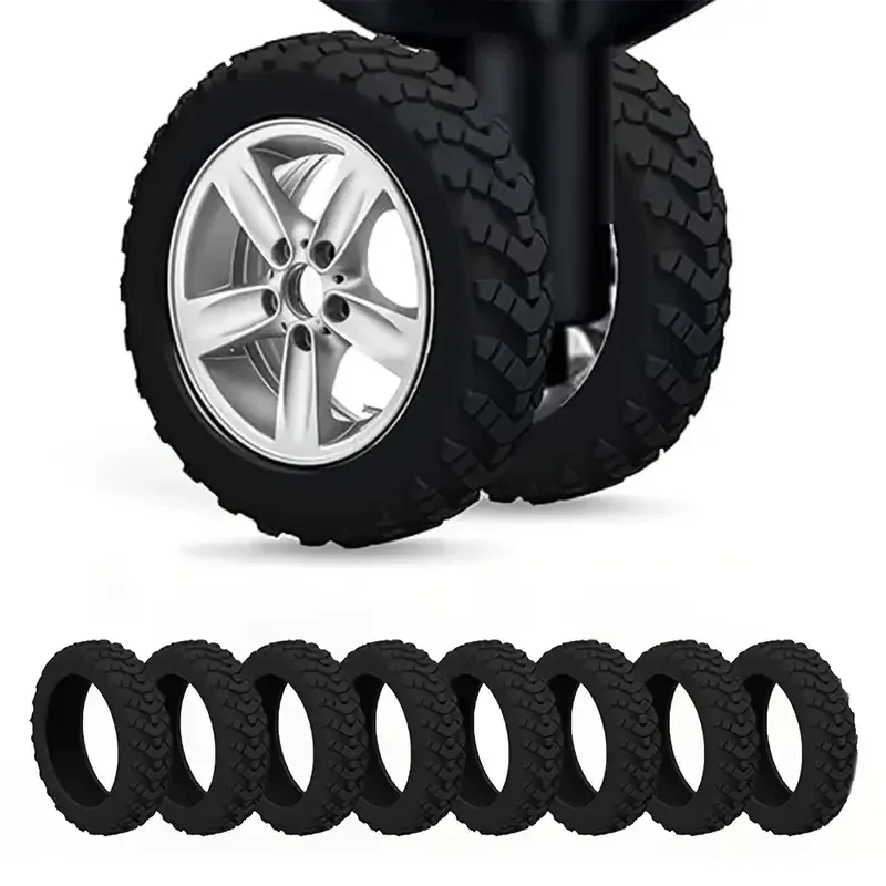 8 pièces de protections de roues en silicone à texture épaisse pour bagages, réduisant le bruit, housses de roues de bagages de voyage, accessoires de bagages, vente en gros