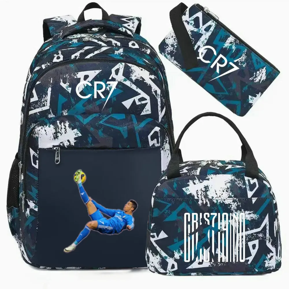 sac à dos pour ordinateur portable cr7, pour femmes et hommes, sacs à dos décontractés pour le sport et le football, sac à dos oxford pour femmes, sac d'école pour hommes, sac de voyage, mochilas 3 pièces