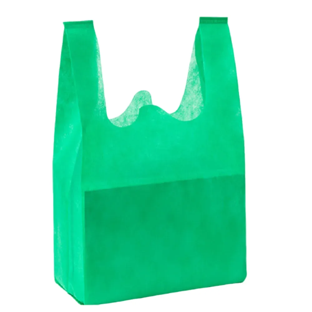 sac de courses non tissé de couleur unie, grande capacité, sac à main épais et écologique, sac fourre-tout portable et pratique, réutilisable, 50 pièces