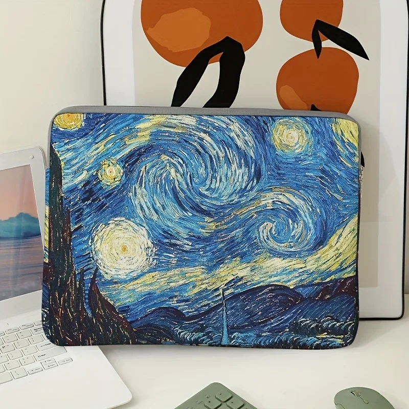 1, sac pour ordinateur portable van gogh starry sky pattern, porte-documents, adapté aux ordinateurs portables de 15 pouces, sac pour ordinateur portable fixe (sans poche)