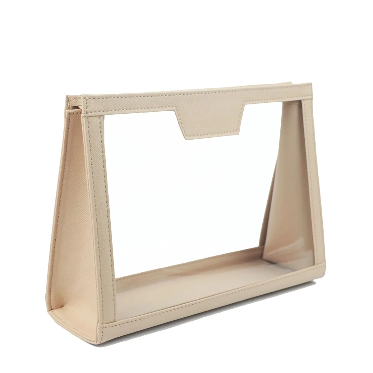trousse de maquillage en cuir saffiano pour femme, sac cosmétique transparent en pvc, sac de voyage pratique, sac de poche étanche, nouveauté