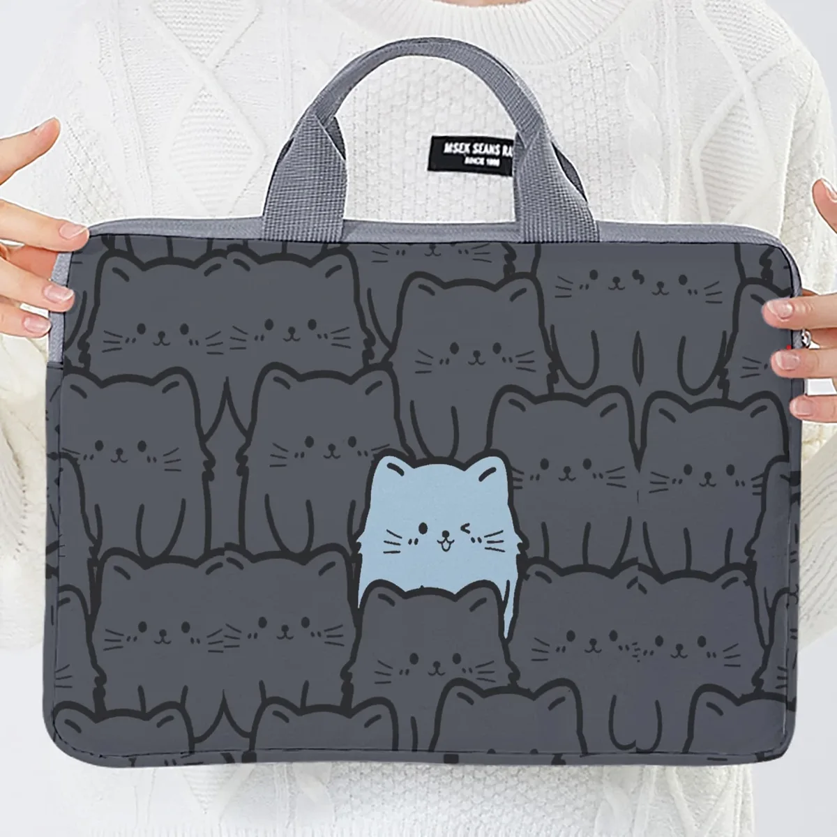 ensemble 1 pièce, sac pour ordinateur portable à motif de chat, mallette, adapté aux ordinateurs portables de 14 pouces, sac pour ordinateur portable fixe