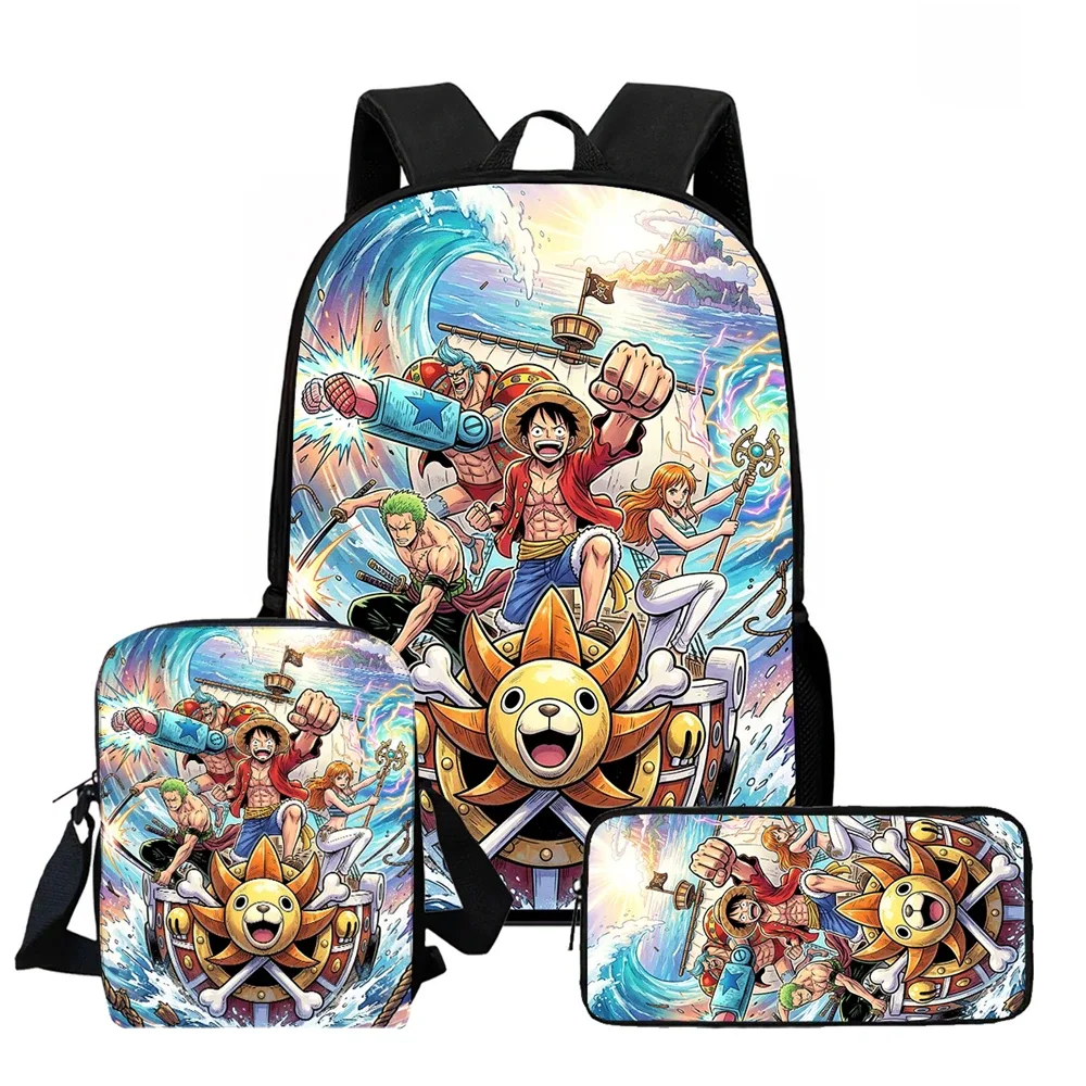sac à dos scolaire 3-en-1 one piece léger et durable avec sac bandoulière et trousse pour enfants de 6 à 10 ans (école primaire)
