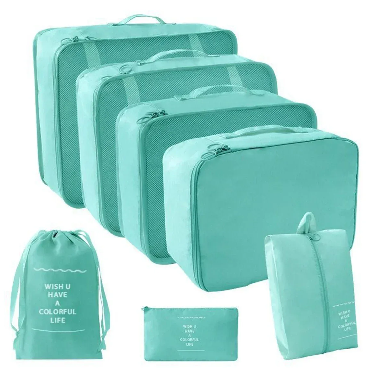 ensemble de 7 cubes d'emballage de voyage, organisateur de bagages à compression transparent pour valises, vêtements et voyages