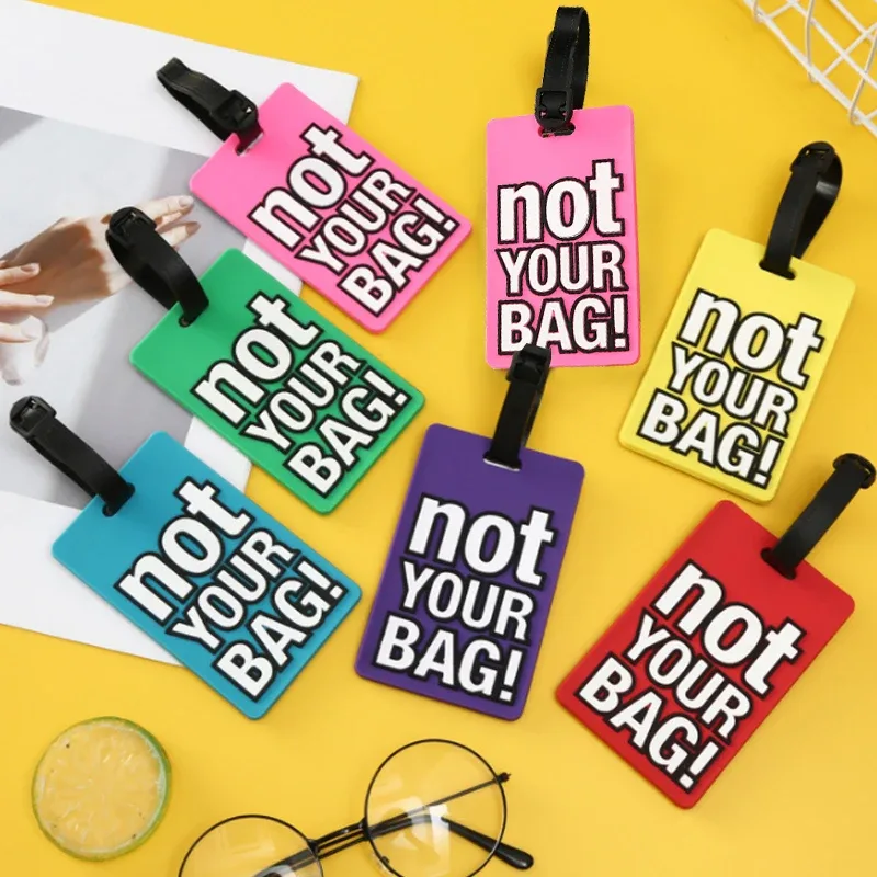 étiquettes de bagage en silicone portable, étiquette de valise, style dessin animé, lettre créative, accessoires de voyage mignons, pas votre sac, mode